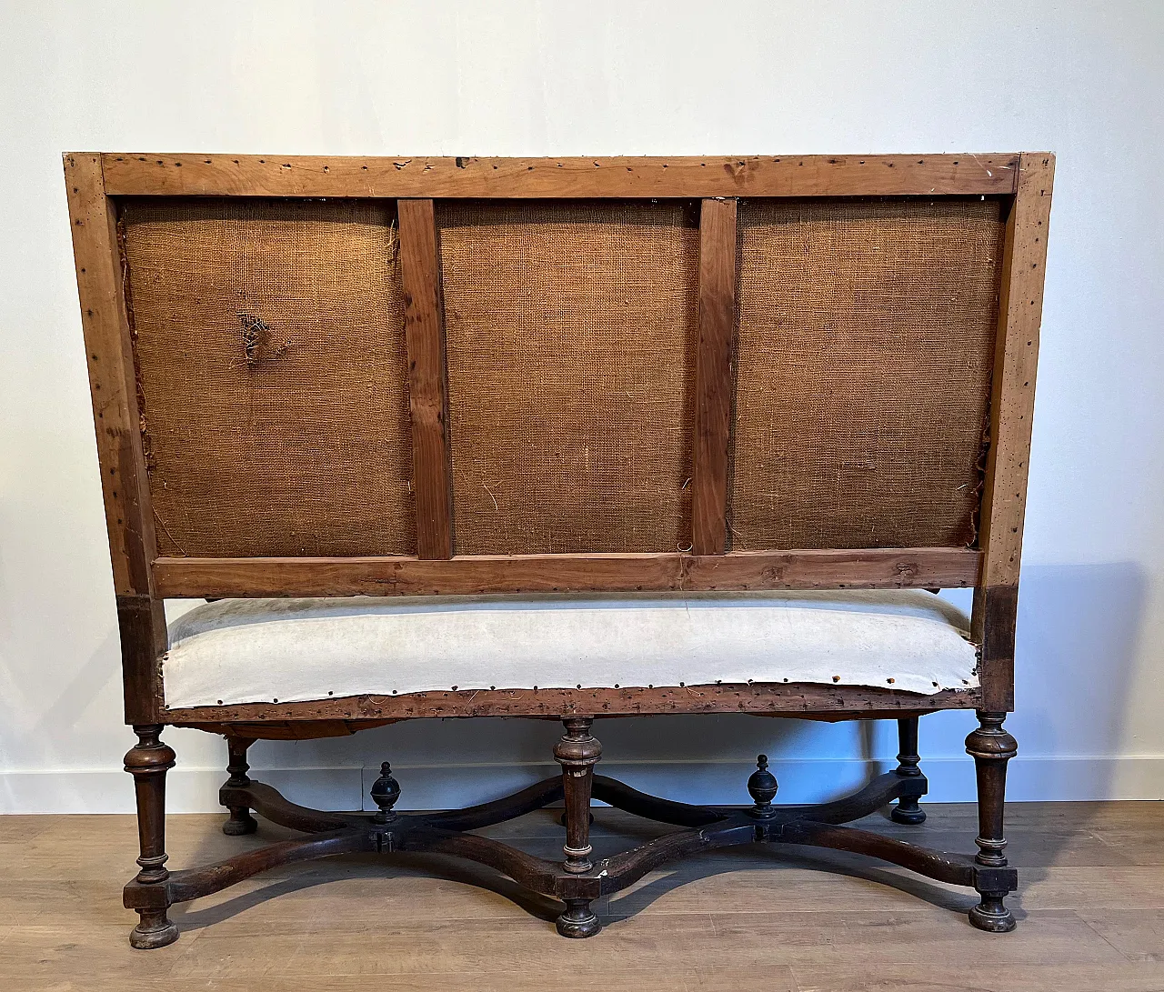 High-backed walnut sofa in Louis XIII style, late 19th century 11