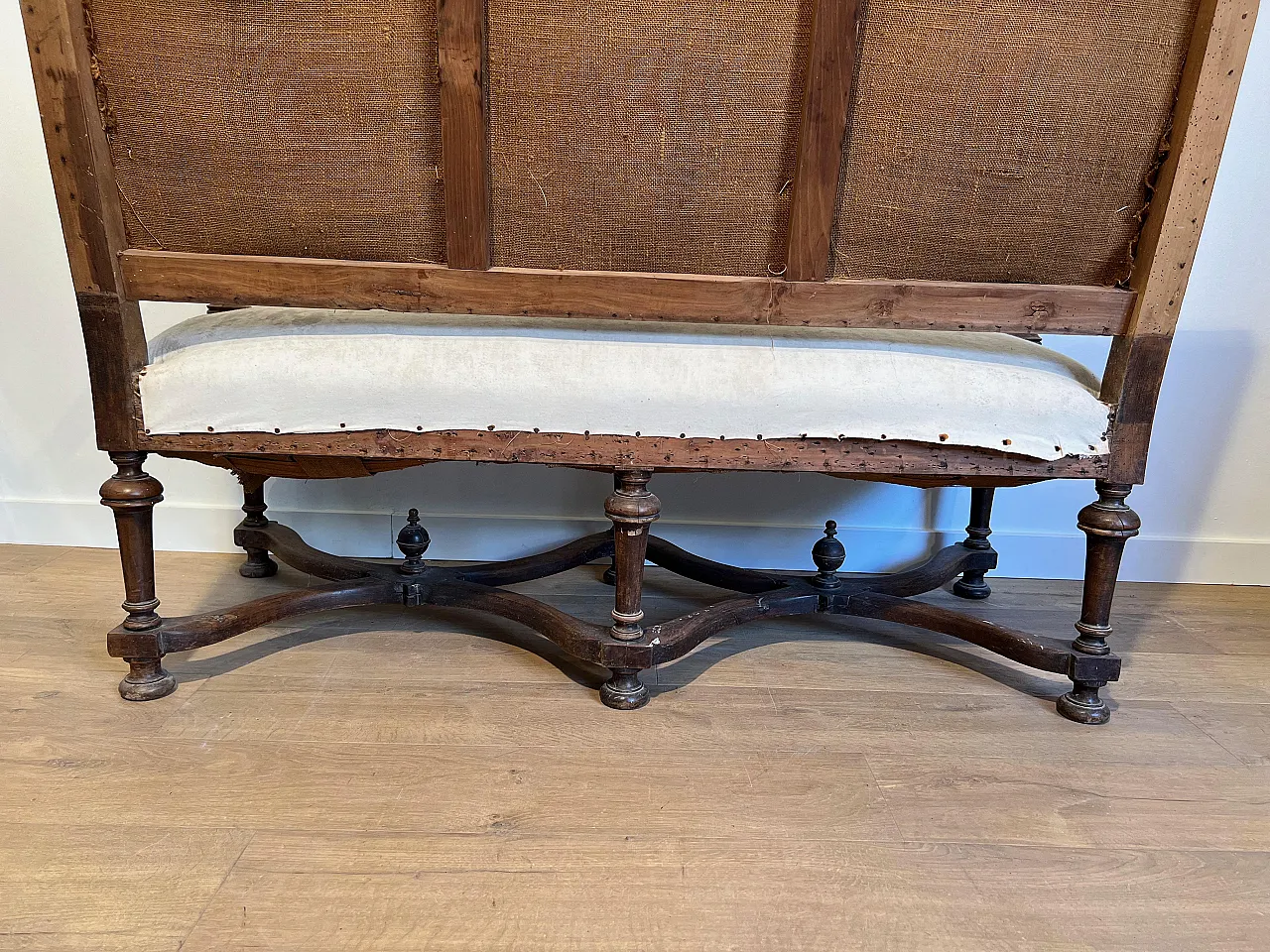 High-backed walnut sofa in Louis XIII style, late 19th century 13