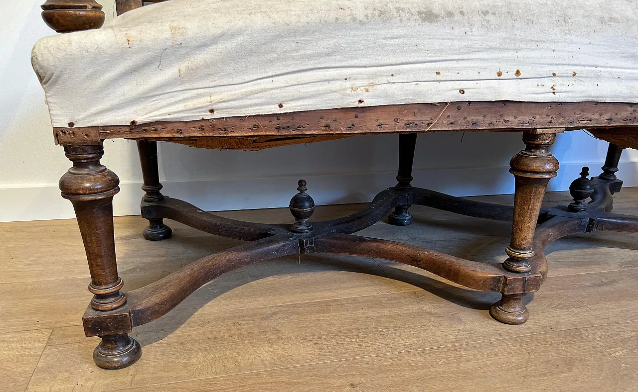 High-backed walnut sofa in Louis XIII style, late 19th century 17