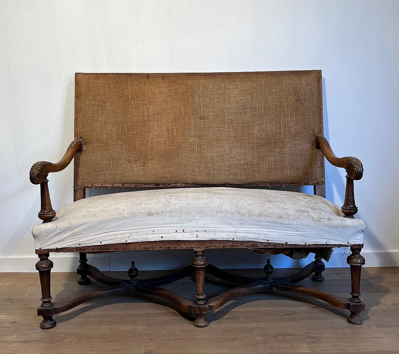 High-backed walnut sofa in Louis XIII style, late 19th century 20