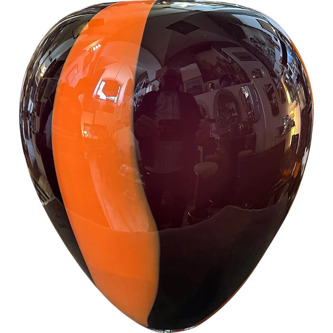 Tall Murano glass vase, purple and orange, 1970s 11