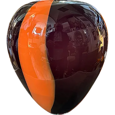 Tall Murano glass vase, purple and orange, 1970s