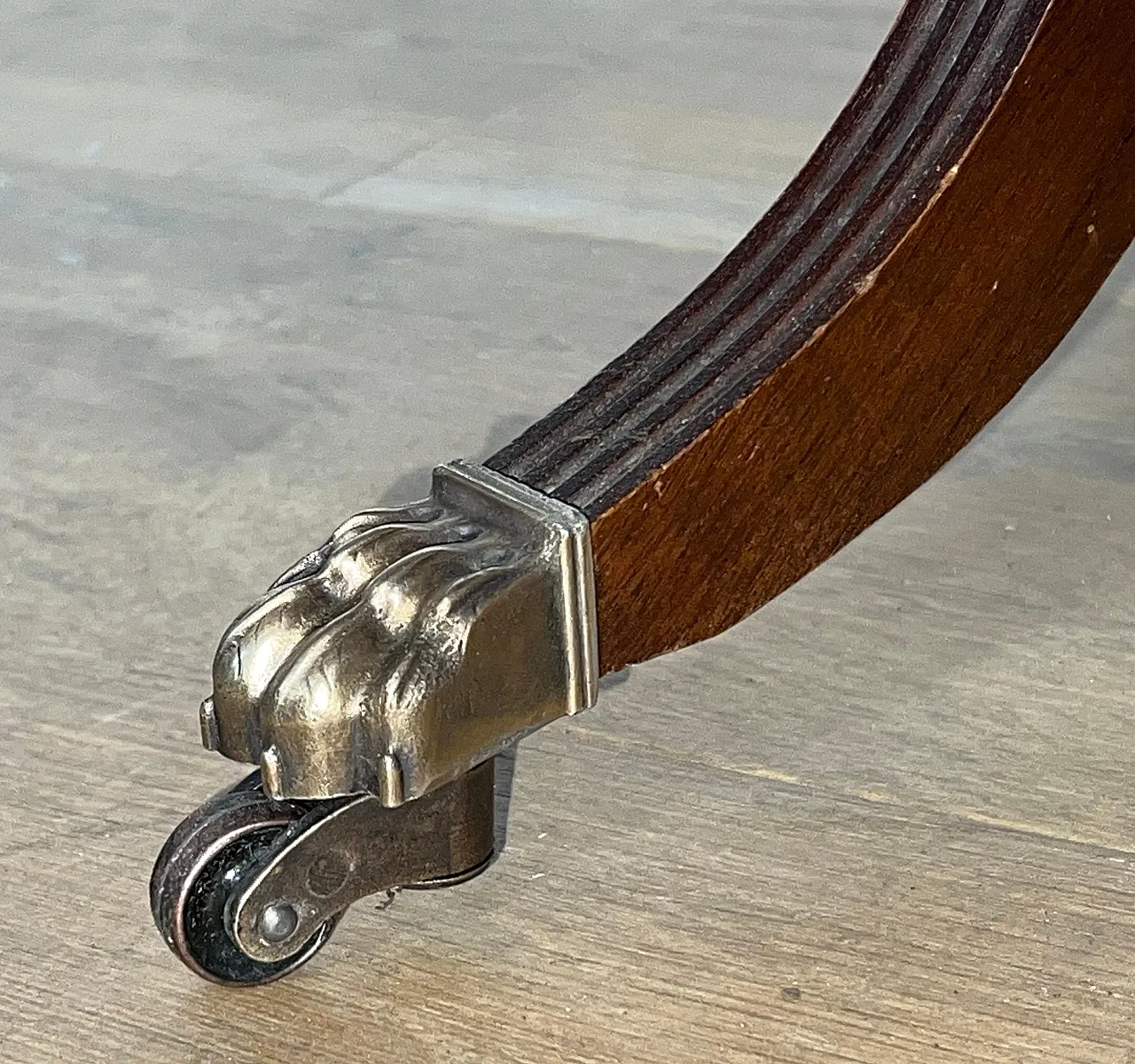 Wooden coffee table with bronze feet and leather, 1940s 8