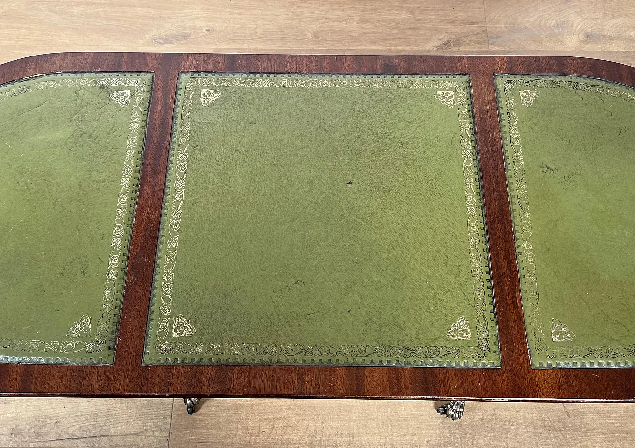 Wooden coffee table with bronze feet and leather, 1940s 11