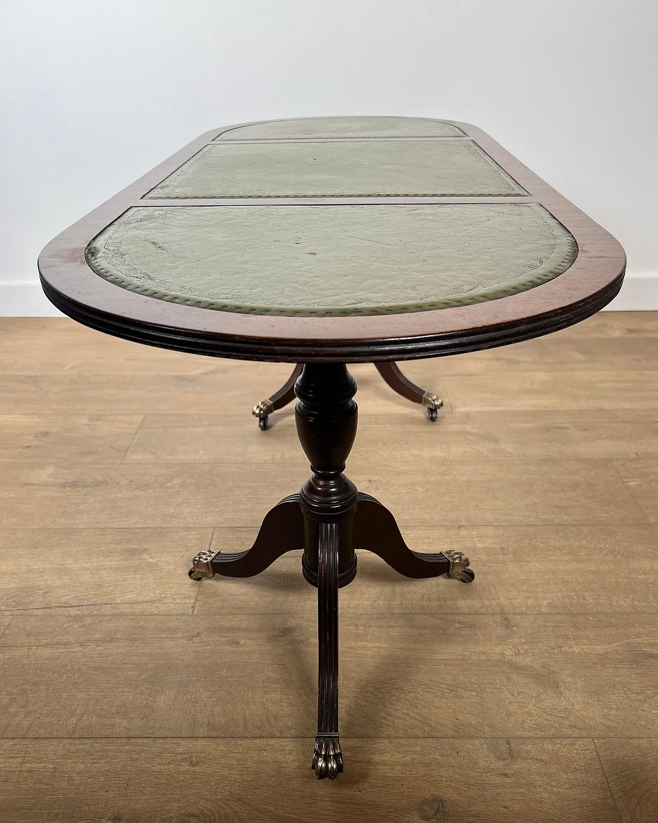 Wooden coffee table with bronze feet and leather, 1940s 13