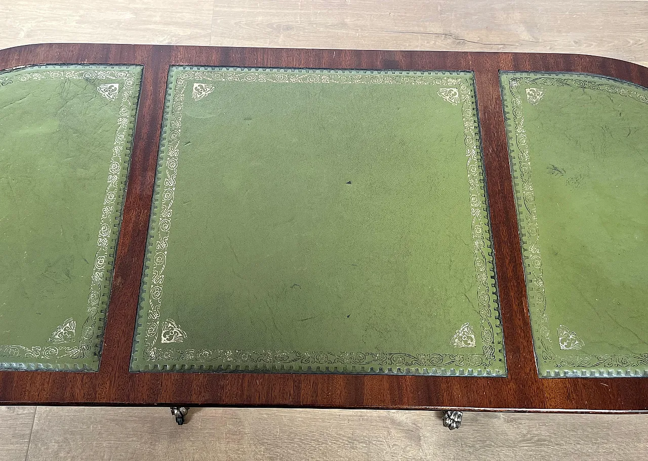 Wooden coffee table with bronze feet and leather, 1940s 14