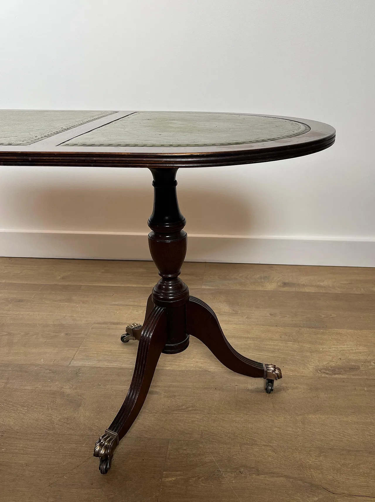 Wooden coffee table with bronze feet and leather, 1940s 17