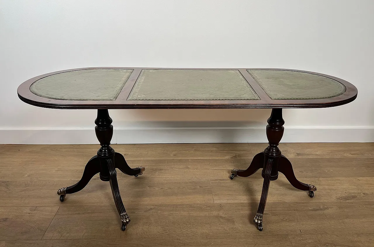 Wooden coffee table with bronze feet and leather, 1940s 20