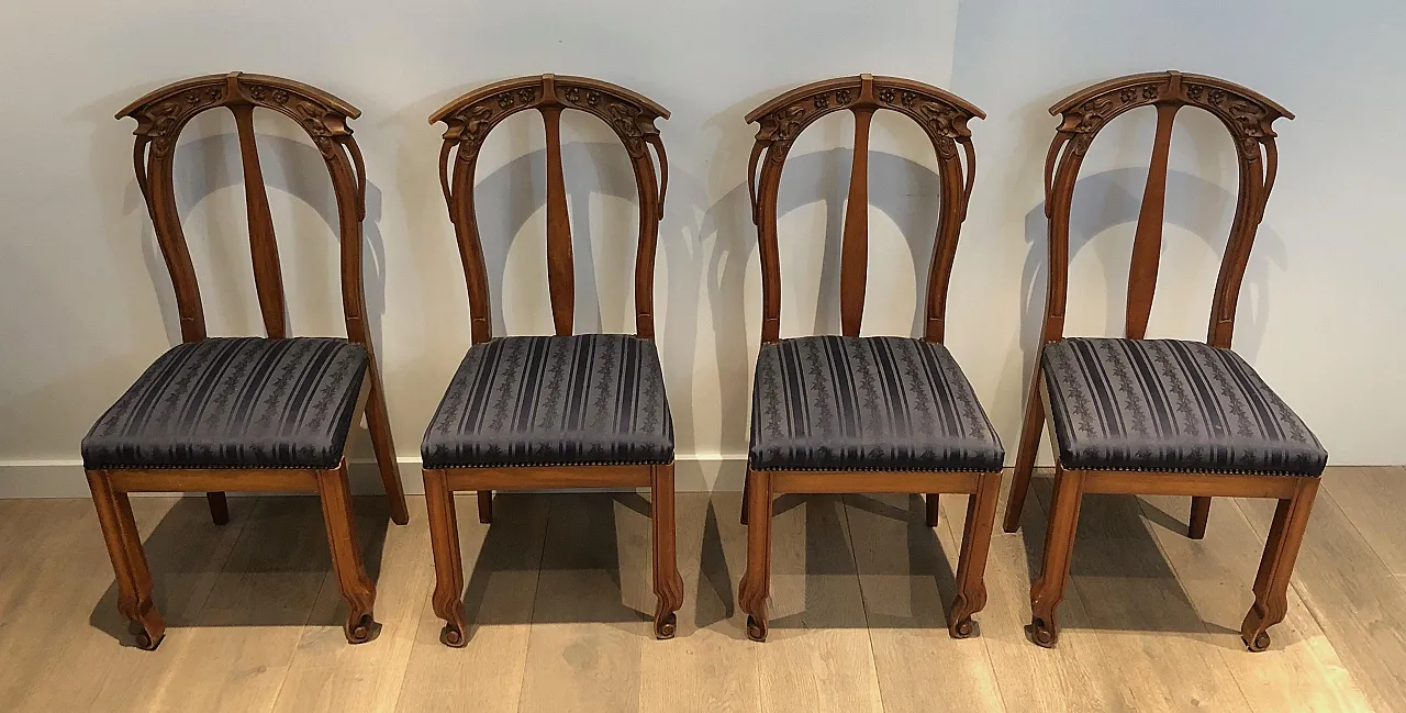 4 Wooden chairs decorated with flowers and plants, early 20th century 12