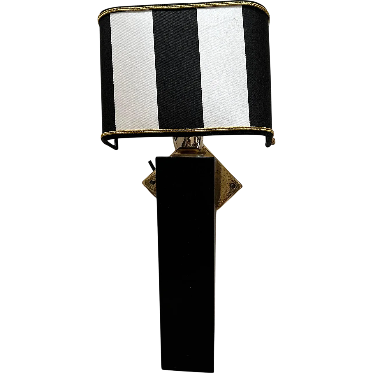 Art Deco style wood and brass wall lamp, 1980s 13