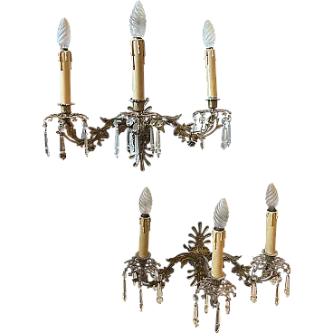 Pair of sconces in iron and Cristal Art Sicilian art, 20th century