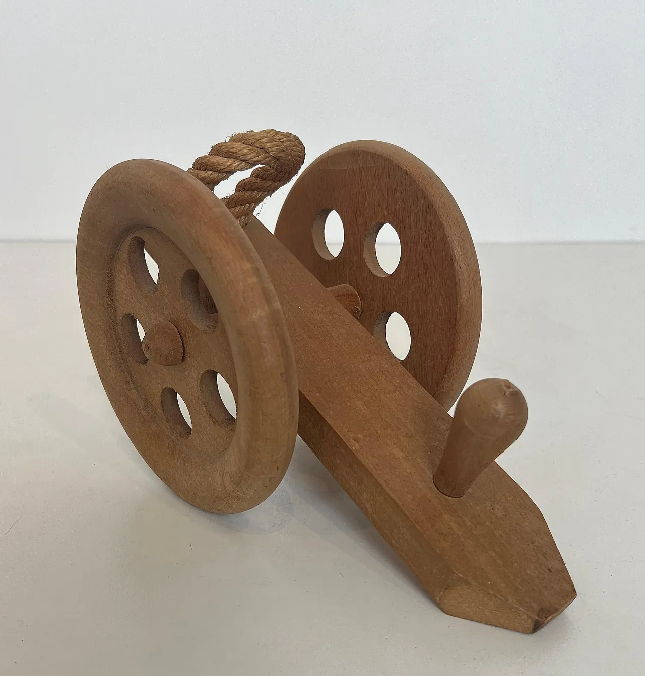 Wood and rope bottle holder by Audoux Minet, 1970s 10