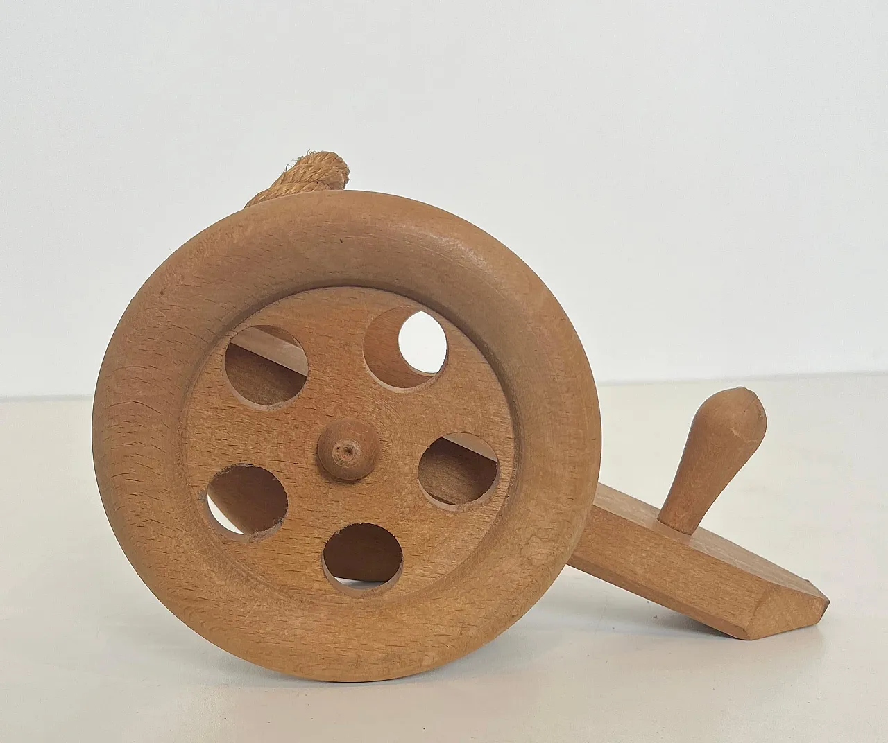 Wood and rope bottle holder by Audoux Minet, 1970s 13