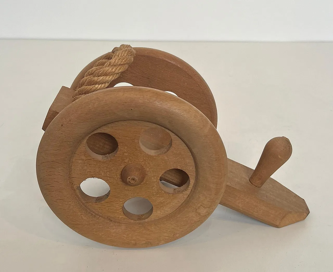 Wood and rope bottle holder by Audoux Minet, 1970s 20