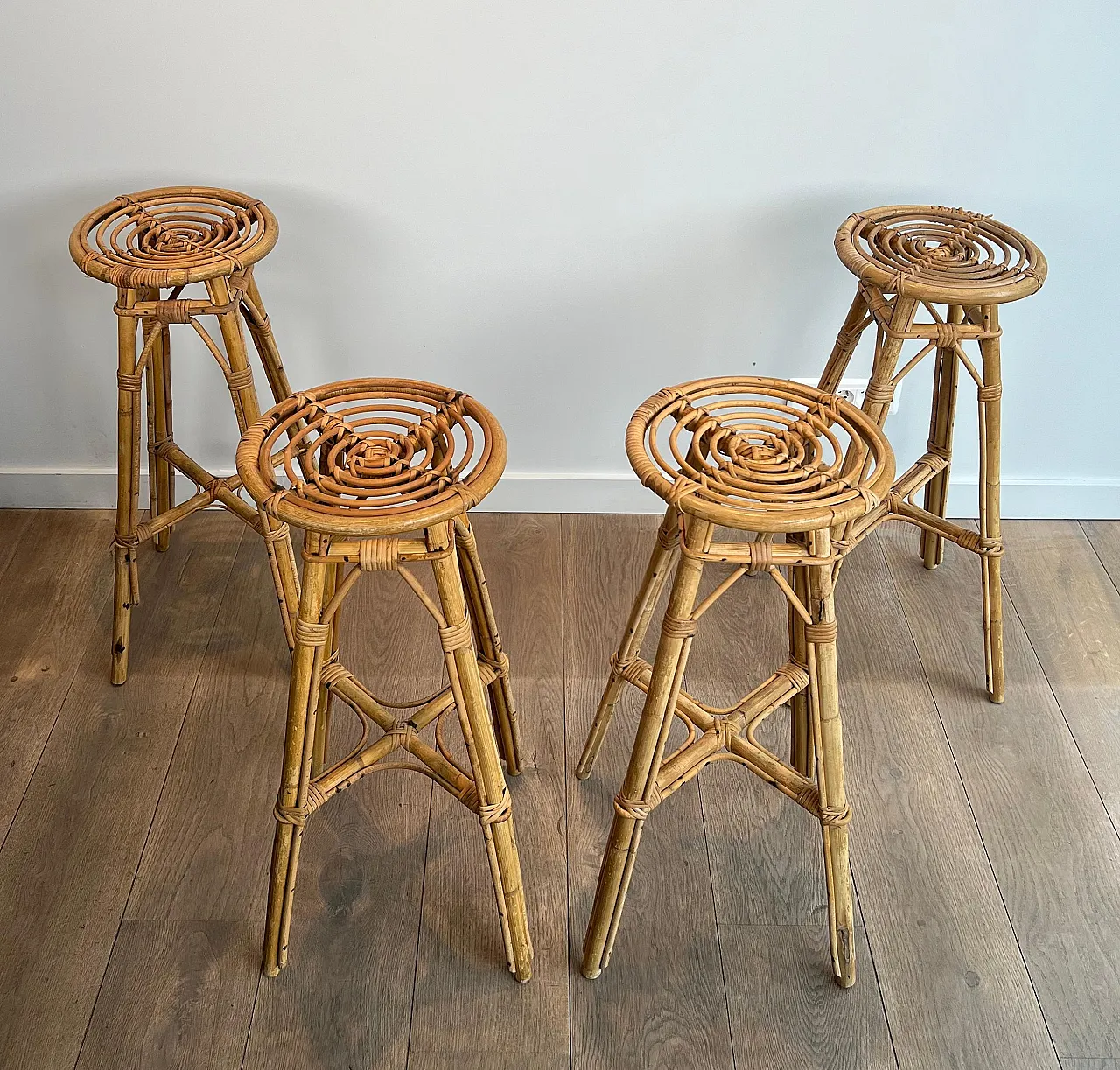 4 Rattan stools, 1970s 2