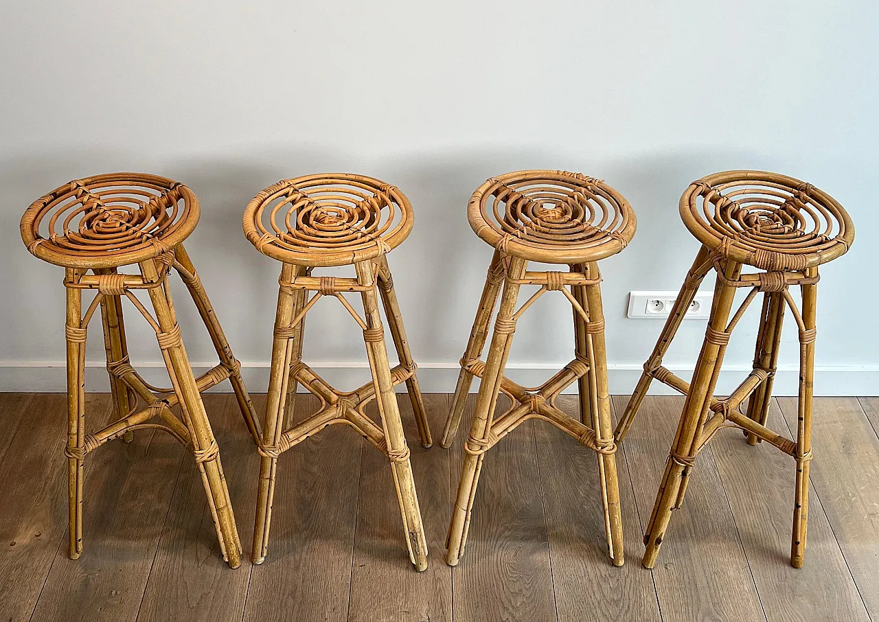 4 Rattan stools, 1970s 12