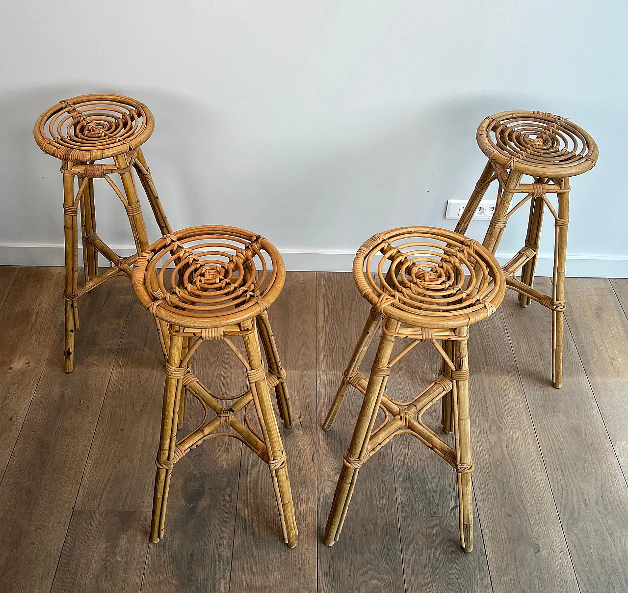 4 Rattan stools, 1970s 13