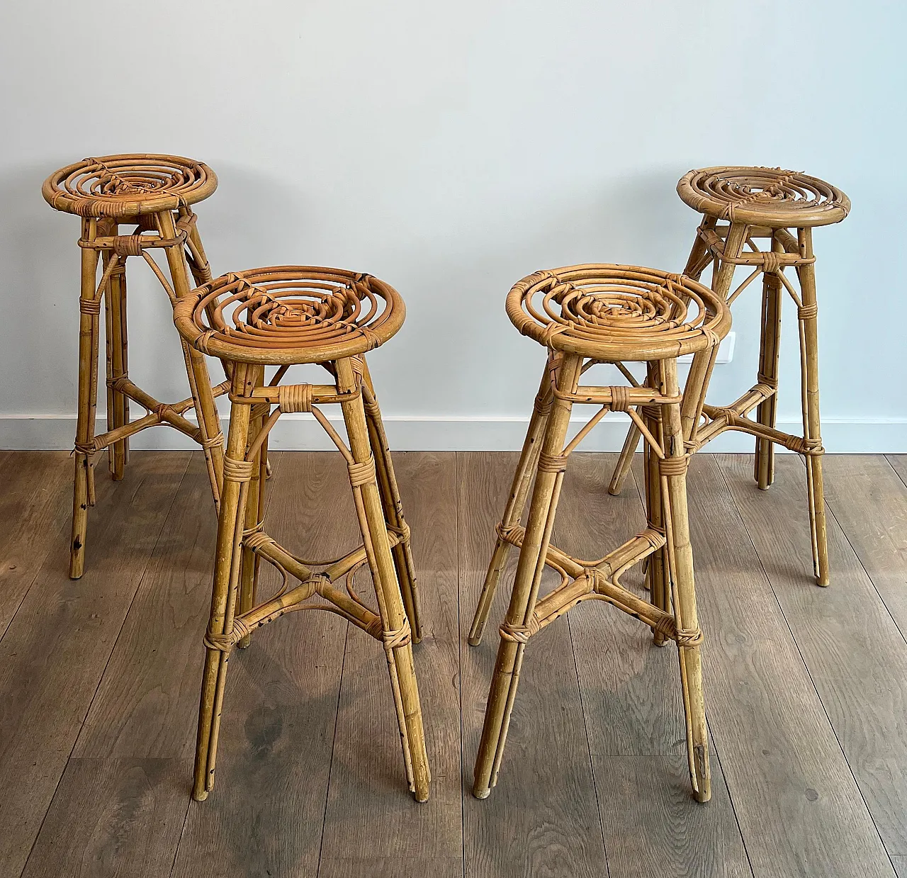 4 Rattan stools, 1970s 14