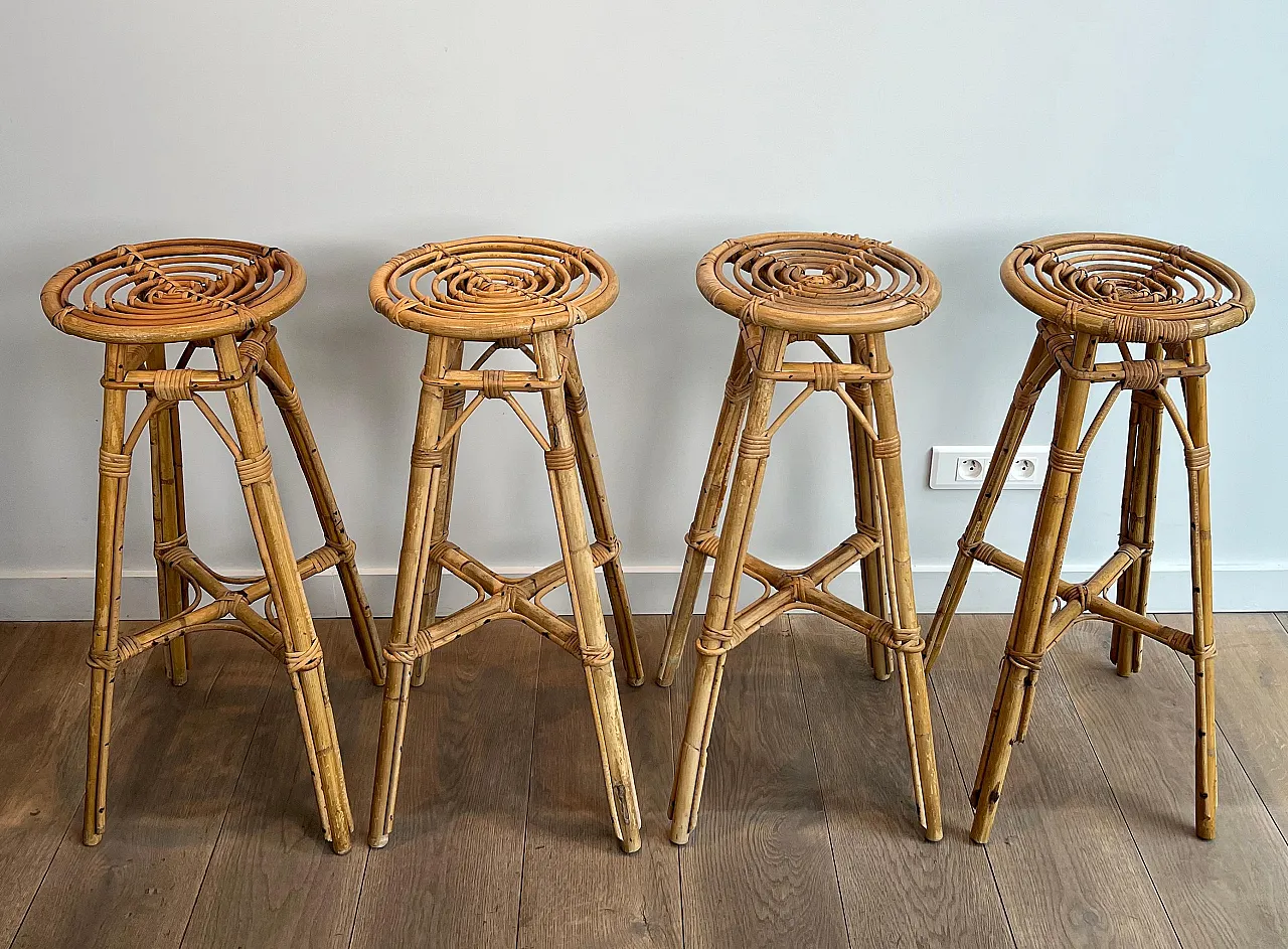 4 Rattan stools, 1970s 20