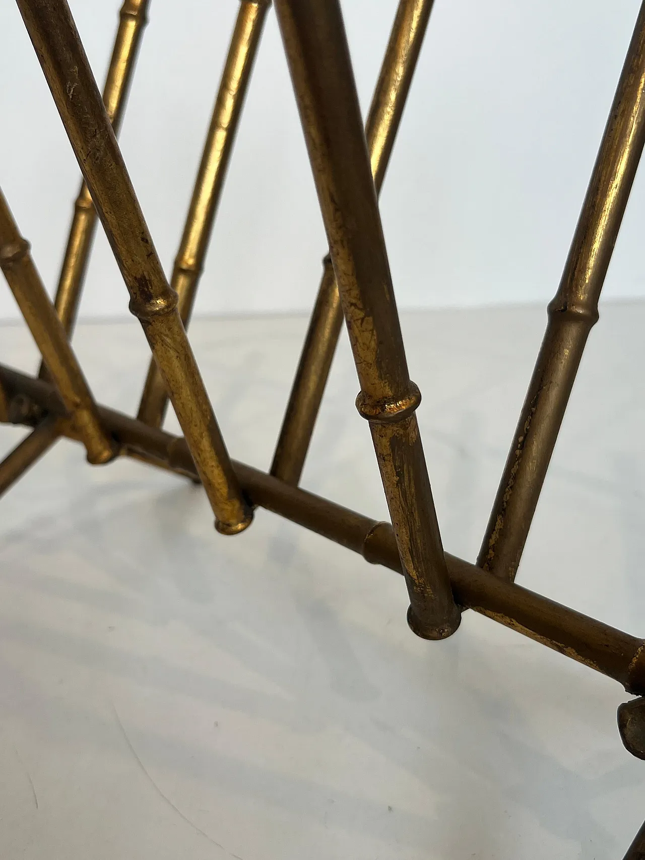 Gilded metal magazine rack in imitation bamboo style, 1940s 11