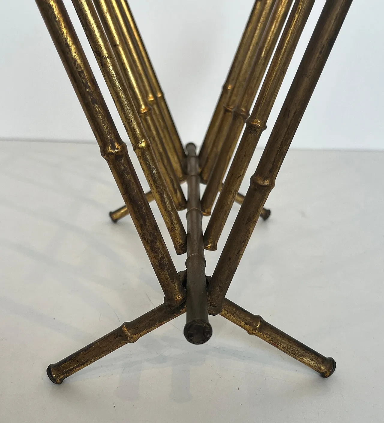 Gilded metal magazine rack in imitation bamboo style, 1940s 17