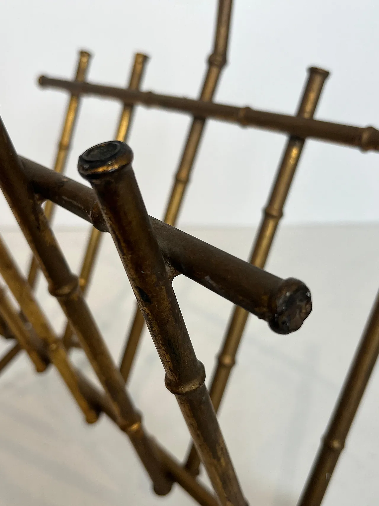 Gilded metal magazine rack in imitation bamboo style, 1940s 19