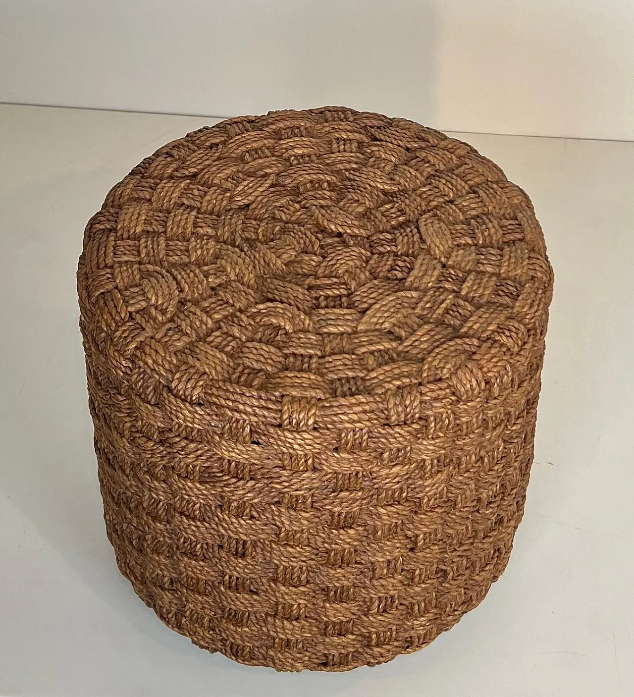 Rope stool with round wooden feet, 1970s 4