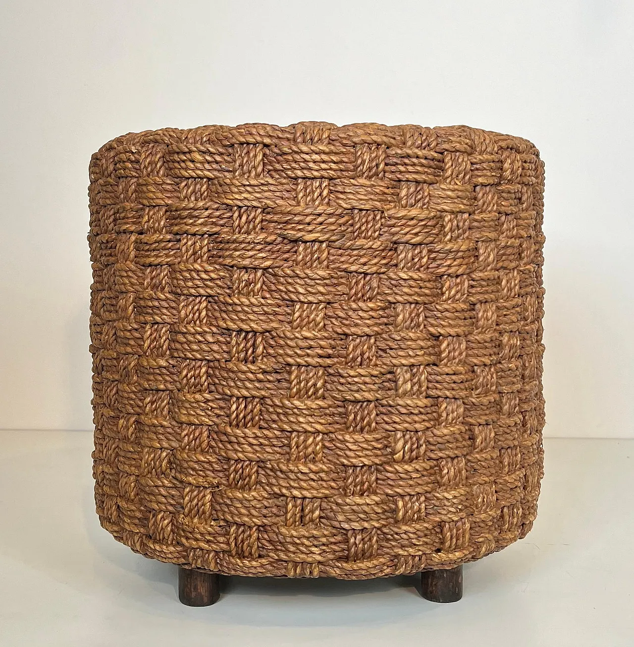 Rope stool with round wooden feet, 1970s 5