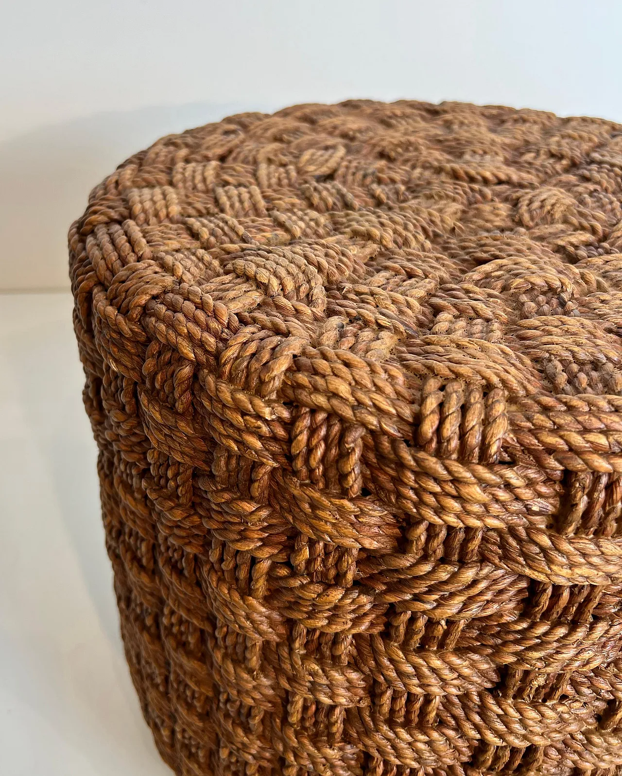 Rope stool with round wooden feet, 1970s 7