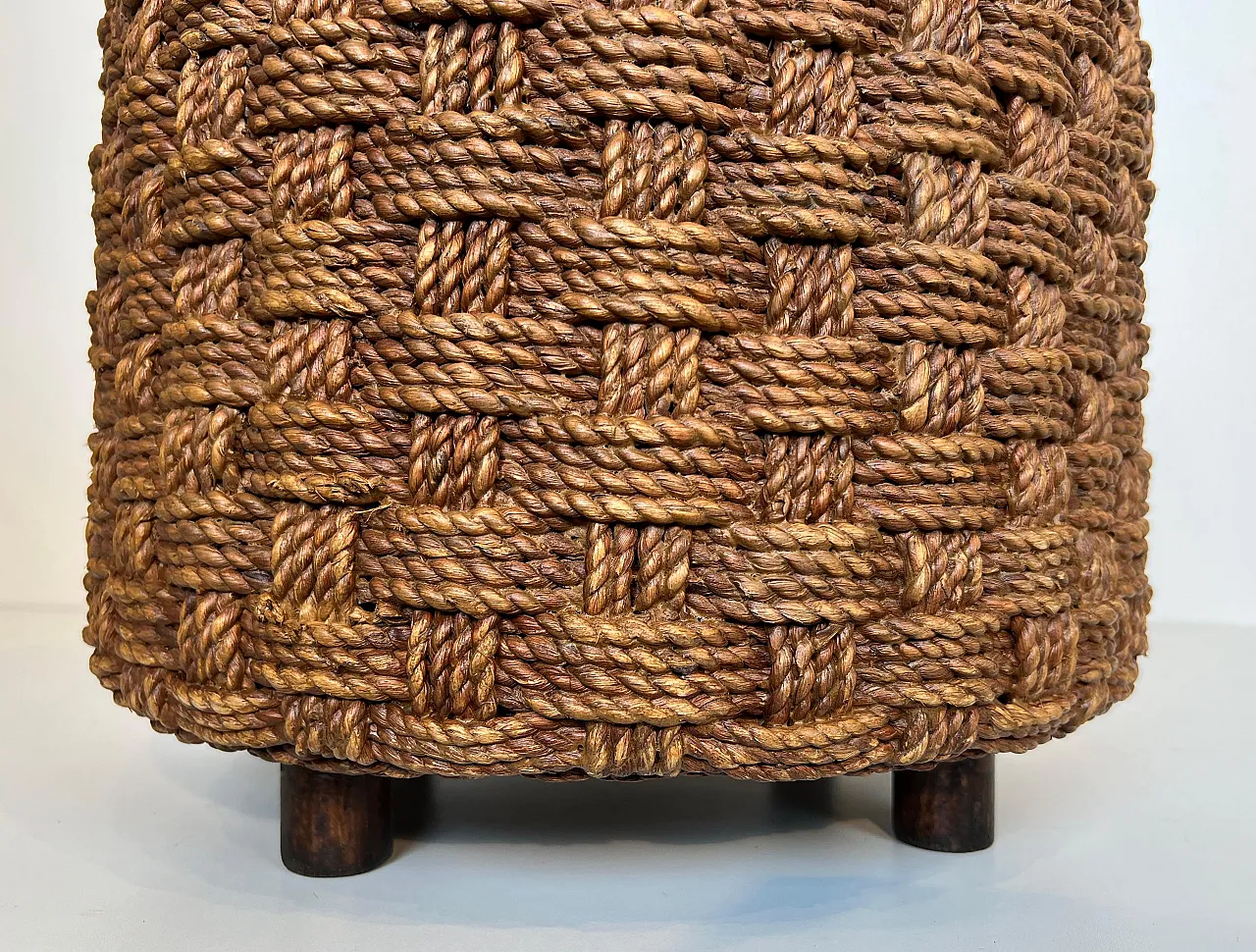 Rope stool with round wooden feet, 1970s 10