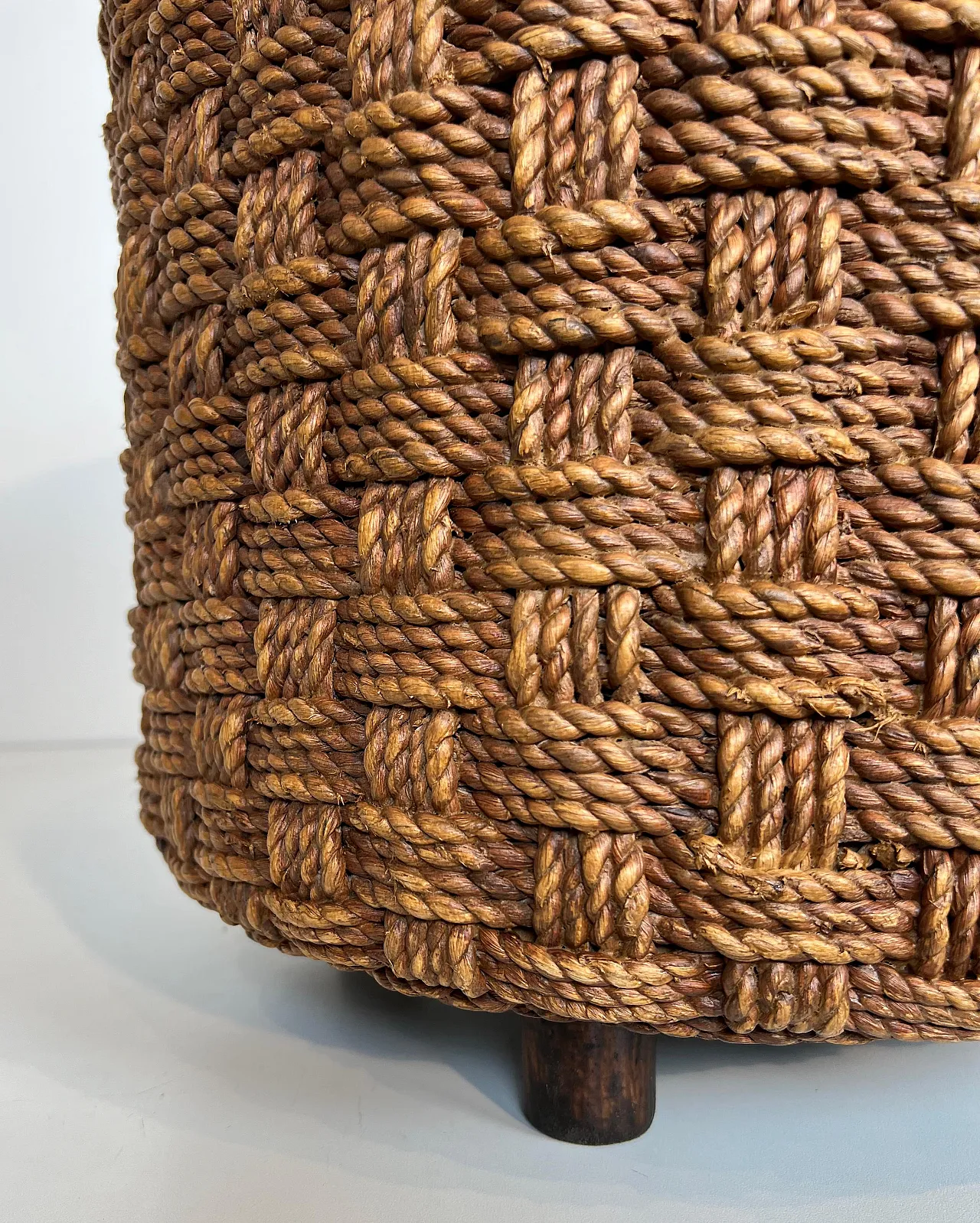 Rope stool with round wooden feet, 1970s 13