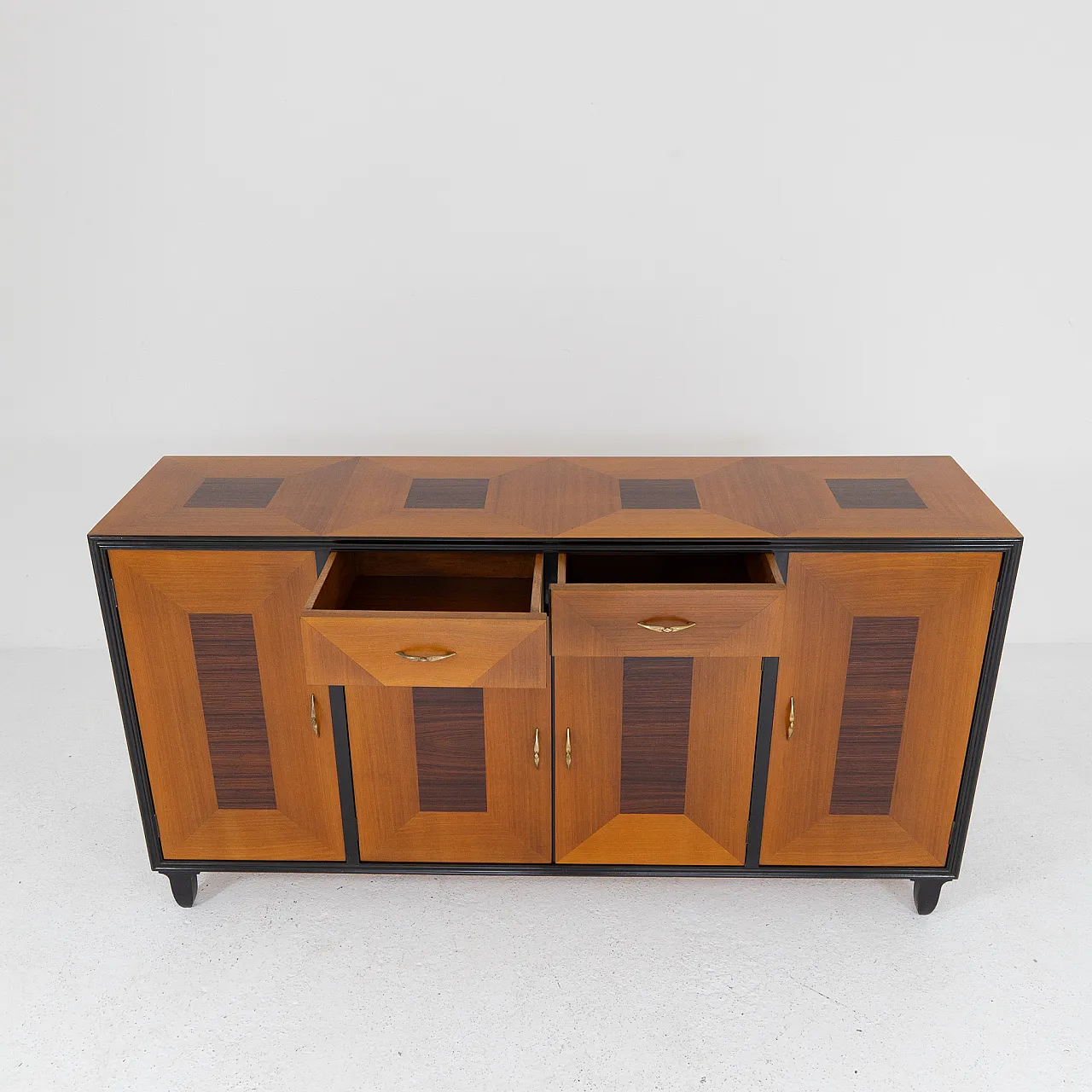 Wooden sideboard with geometric decoration, 1950s 6