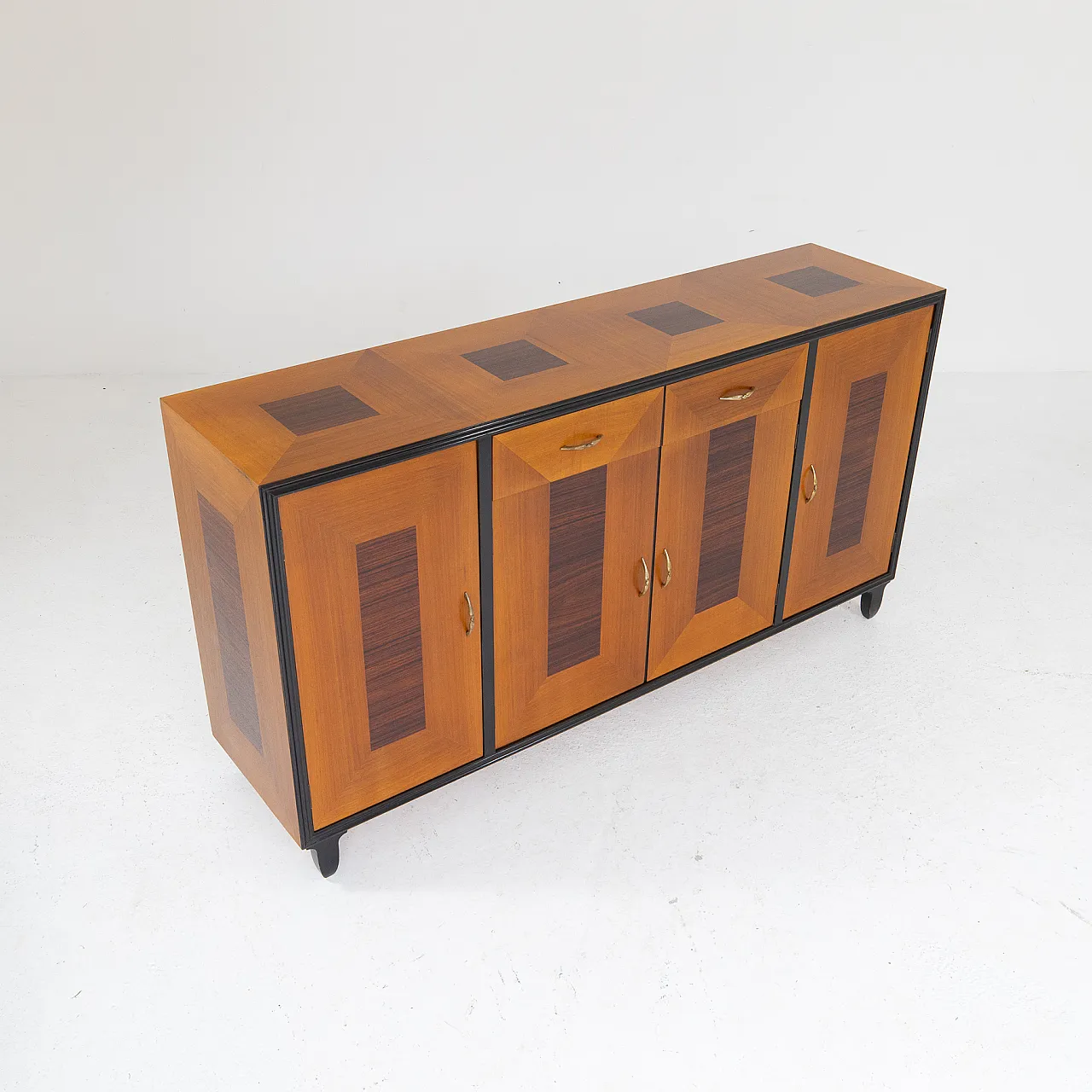 Wooden sideboard with geometric decoration, 1950s 9