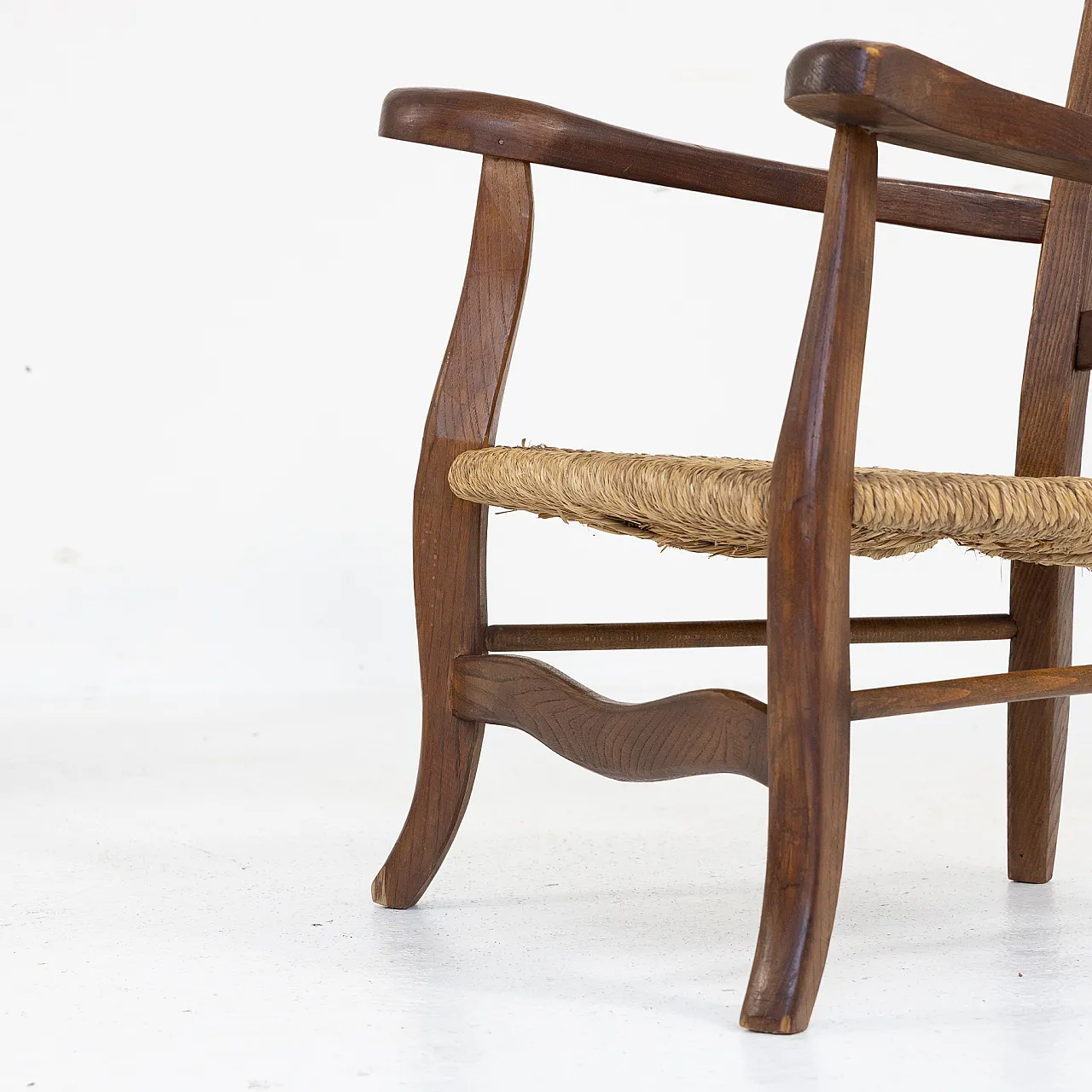 Pair of larch and rope armchairs, 1950s 14