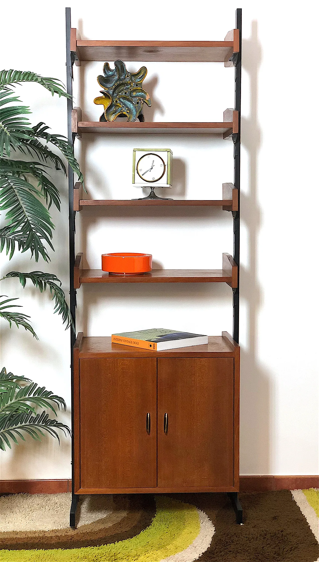 Bookcase in wood and iron, 60s 1