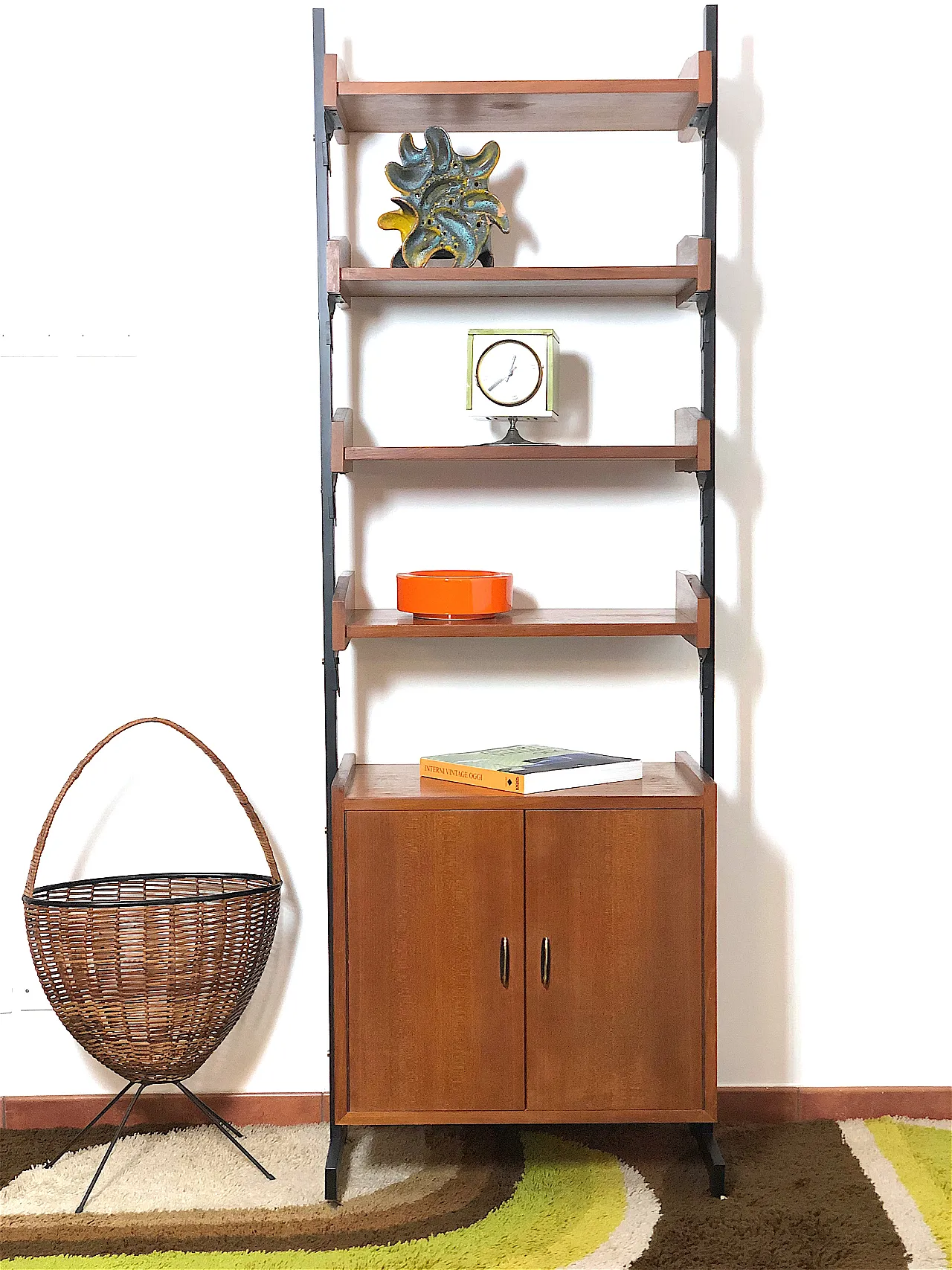 Bookcase in wood and iron, 60s 2