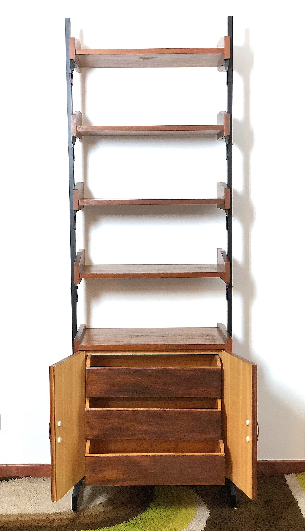 Bookcase in wood and iron, 60s 4