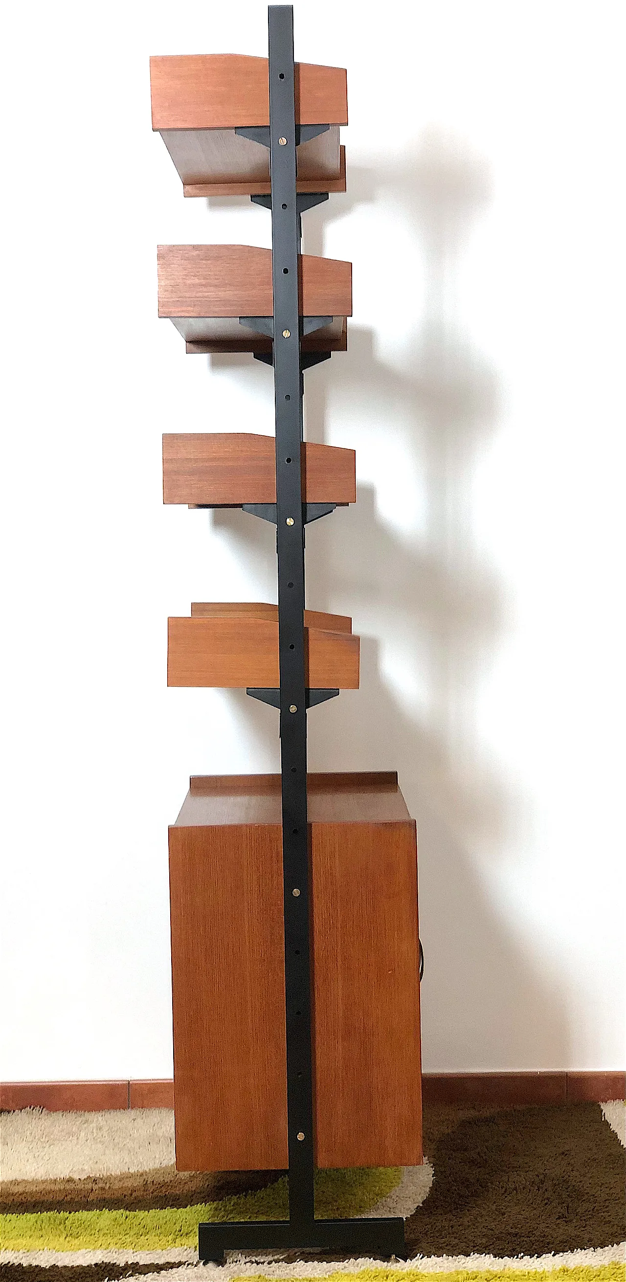 Bookcase in wood and iron, 60s 12