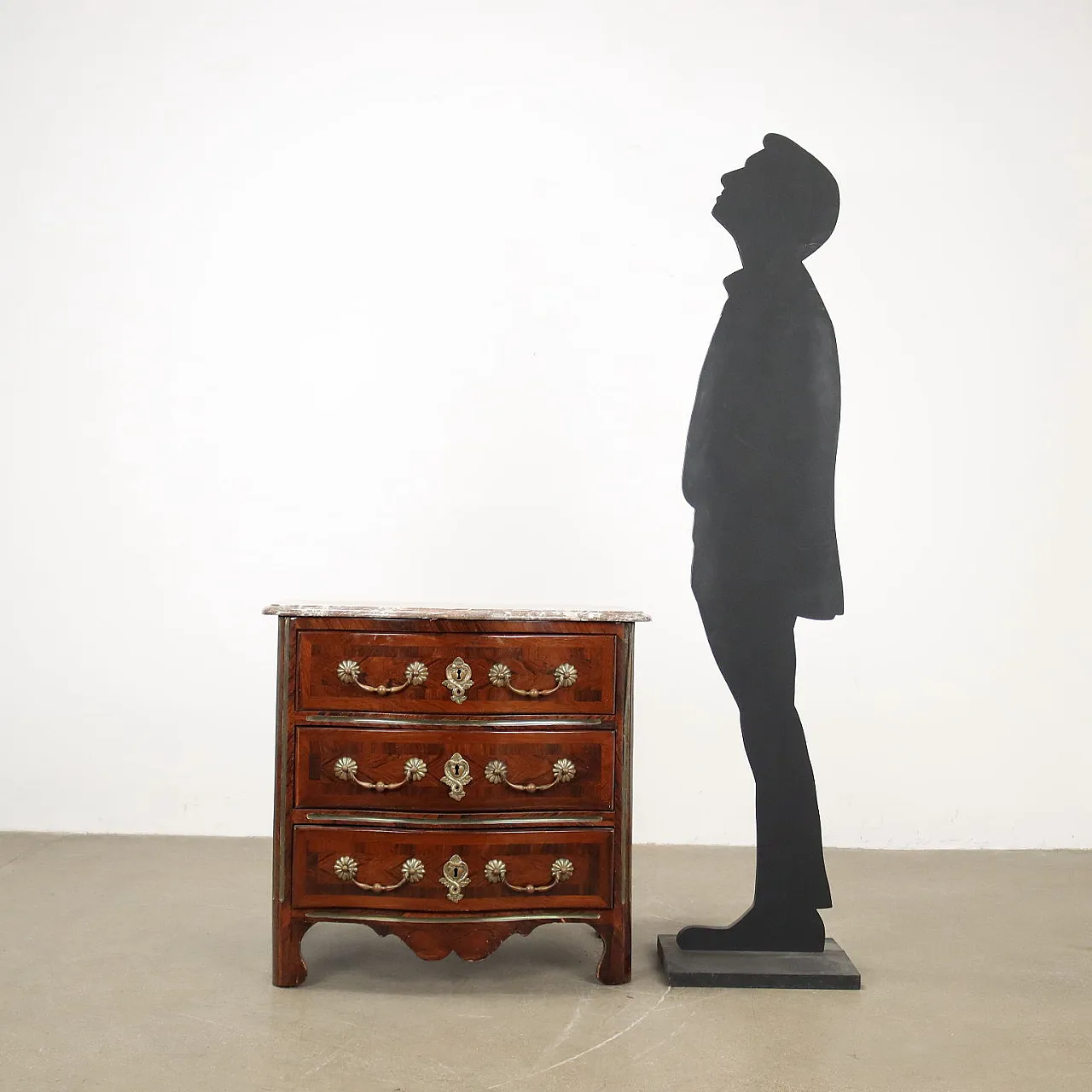 French chest of drawers in poplar, marble and brass, 19th century 2