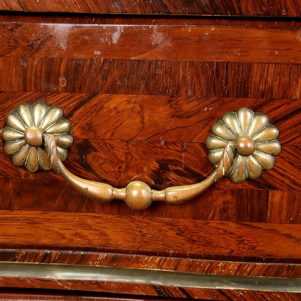 French chest of drawers in poplar, marble and brass, 19th century 7