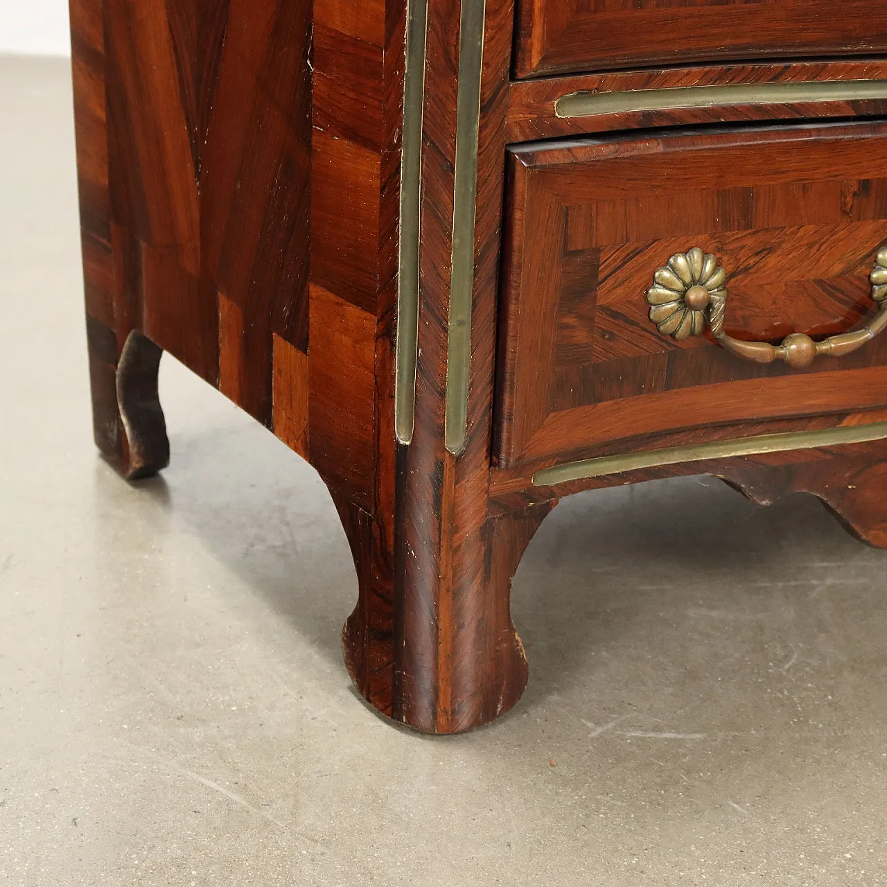 French chest of drawers in poplar, marble and brass, 19th century 9