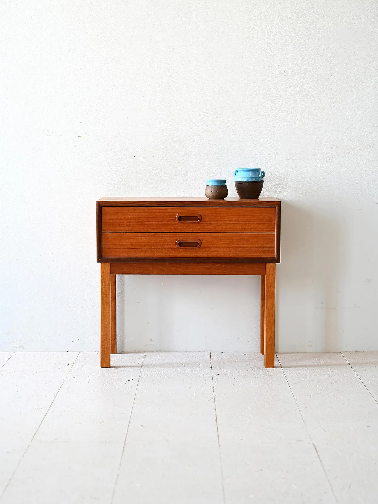 Scandinavian bedside table with two drawers 1