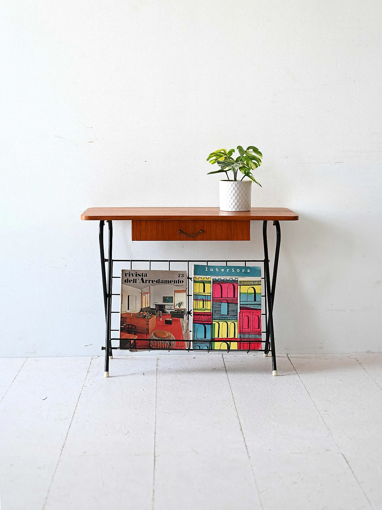 Bedside table with metal legs, 60s 1