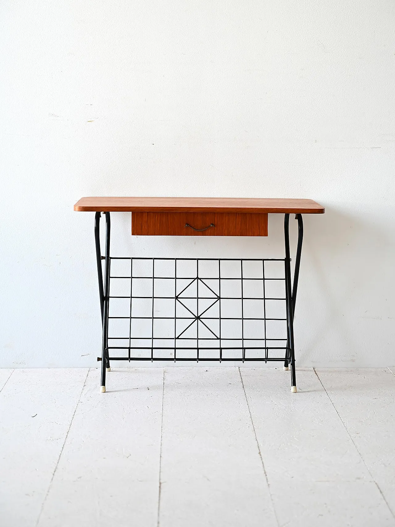 Bedside table with metal legs, 60s 2