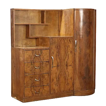 Credenza in radica con cassetti, anni '40