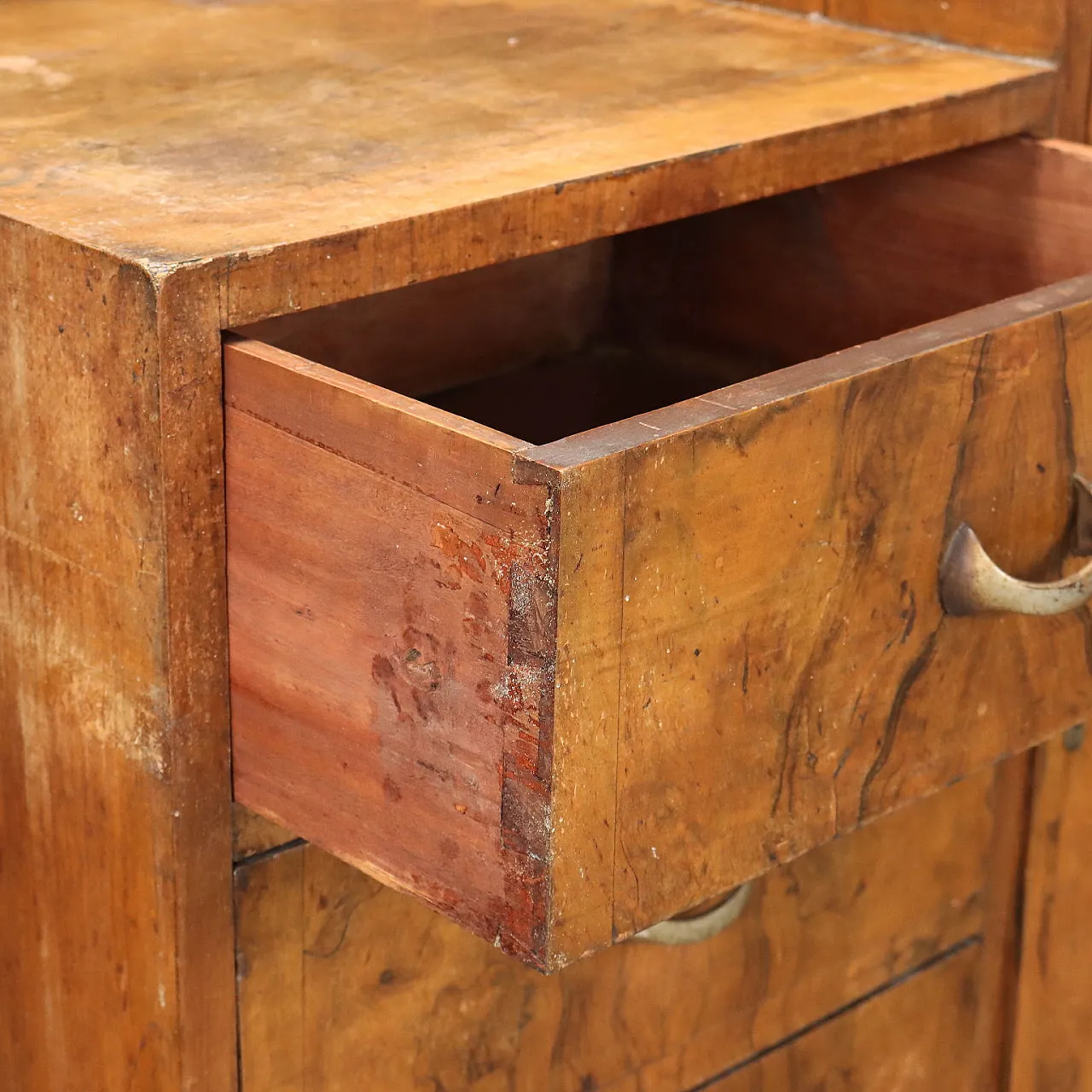 Credenza in radica con cassetti, anni '40 5