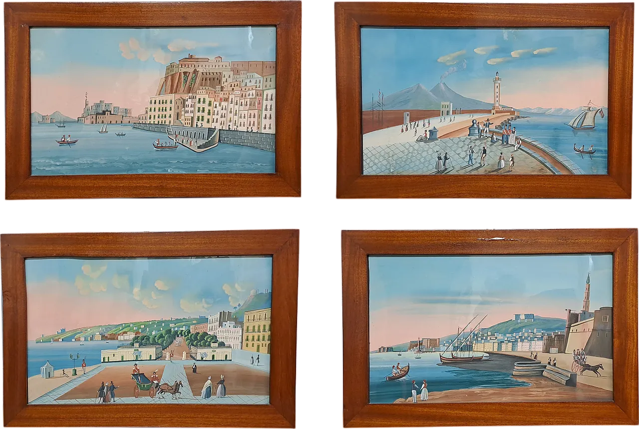 4 gouaches, Napoli, '900 10