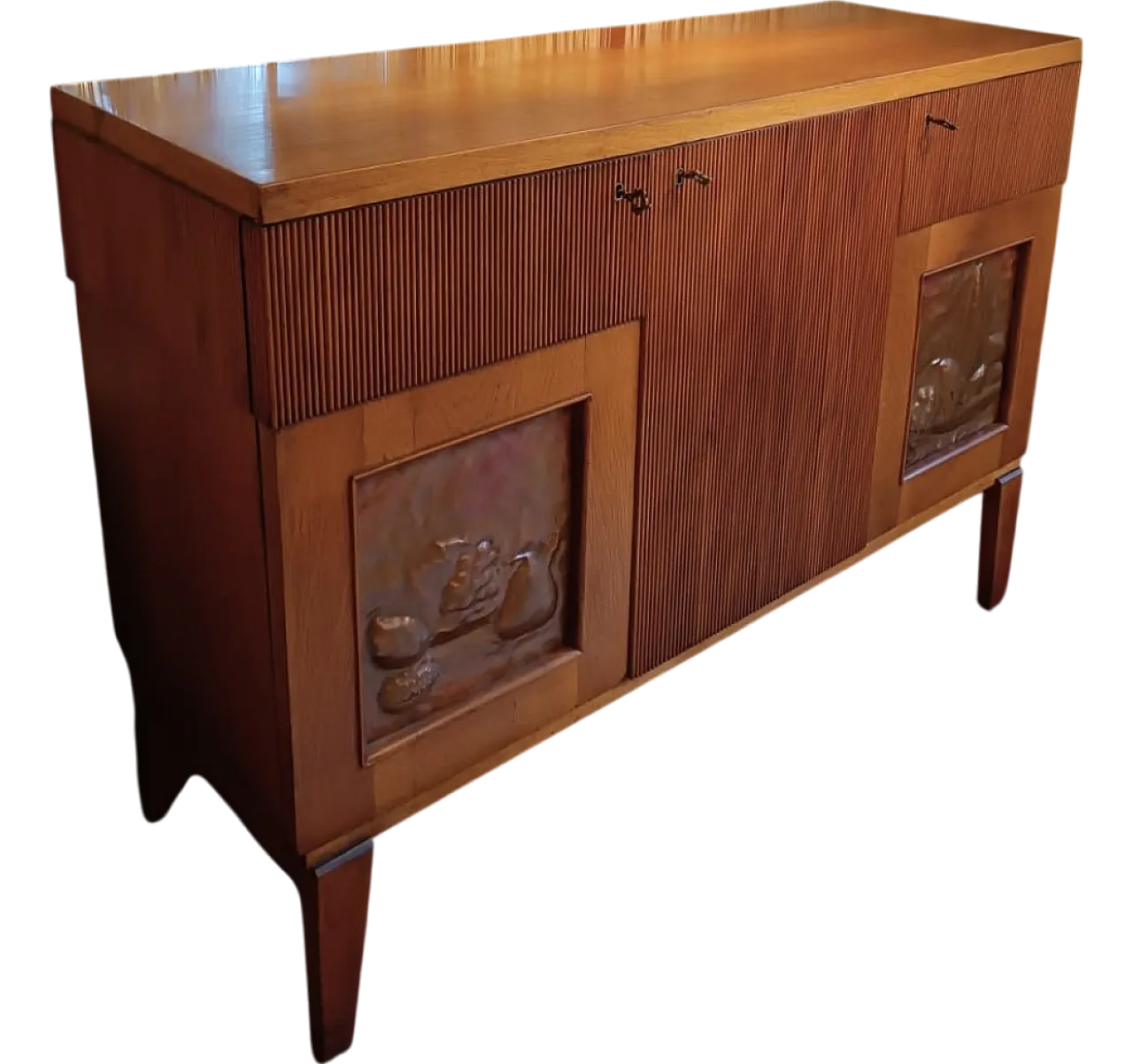 3 door sideboard in walnut by La Permanente Mobili Cantù, 70s 4