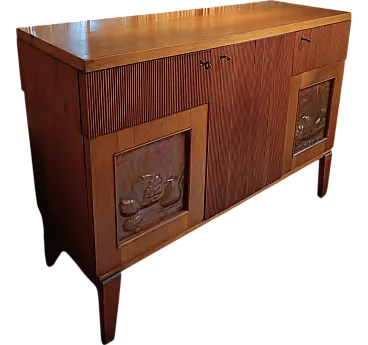 3 door sideboard in walnut by La Permanente Mobili Cantù, 70s