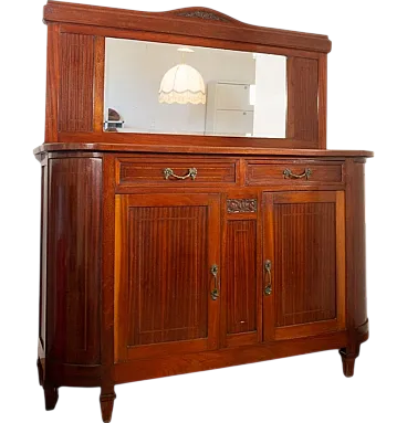 Credenza Liberty in noce impiallacciato con specchio, anni ‘30